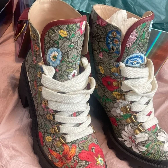 Gucci Floral Combat Boots - Picture 5 of 5